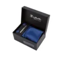 Coffret cadeau cravate homme motif géométrique bleu classique avec boutons de manchette. - K9