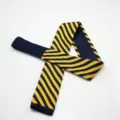Men's knitted flat tie in blue and yellow stripes, stylish casual formal necktie. - Blue Yellow Diagonal Stripe