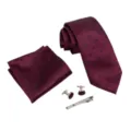 Conjunto corbata burdeos pañuelo gemelos pasador hombre traje formal de negocios - Burdeos Estampado Cuadros