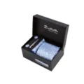 Ensemble de cravate florale bleue élégant pour homme avec coffret cadeau et boutons de manchette. - K23