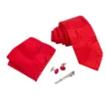 Conjunto de corbata roja para hombre con clásico estampado de cachemira y pañuelo a juego. - Estampado Paisley Rojo