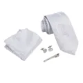 Conjunto de corbata formal de negocio para hombre pañuelo gemelos en gris claro paisley - Gris Claro Estampado Paisley