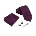 Conjunto de corbata paisley morada para hombre, elegante corbata de negocios con pañuelo. - Morado Oscuro Paisley