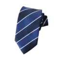 Classic men's navy blue striped necktie, perfect for business formal and wedding wear. - A18