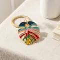 Bohemian colorful enameled monstera leaf keychain ring pendant for beach and daily use. - Multicolor