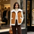 Mujer Marrón Corduroy Sherpa Solapa Sin Mangas Chaleco Invierno Cálido Abrigo Casual - S / Tops / Marrón Amarillento