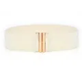 Ceinture élastique large pour femme beige tissée avec boucle dorée en métal pour robe. - Blanc Cassé