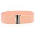 Women wide elastic waist belt stretch cinch belt for dress stylish metallic buckle fashion - Pink with Black Buckle