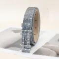 Strass riem vrouwen zilver glanzende taille riem sprankelende kristal jeans accessoire mode - Zilver