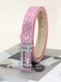 Roze strass riem voor vrouwen schitterende kristallen gesp mode taille riem voor jeans jurken - Rozerood