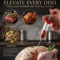 Stainless steel meat marinade injector syringe with 30ml capacity for turkey and beef - Red