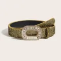 Ceinture dorée à paillettes rétro pour femme avec boucle strass cristal étincelante pour robes. - Boucle Strass Or