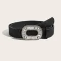 Femme noir strass cristal boucle ceinture élégante étincelante robe taille ceinture mode - Boucle Strass Noir