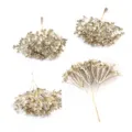 Künstliche Glitzer-Blumenzweige, Mini DIY Blumen-Accessoires für Kränze und Basteleien. - 10 Bündel / 60 Stück / Hellgold