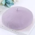 Light purple wool beret hat, soft fluffy winter painter hat, stylish warm autumn headwear - One Size / Taro Purple