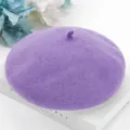 Women winter purple wool beret hat warm elegant painter hat stylish autumn winter cap. - One Size / Deep purple