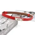 Rode smalle lederen riem met zilveren slotgesp, elegante tailleaccessoire voor dames. - Rood (Zilveren Gesp)