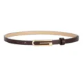 Delgada correa de cuero marron para mujer con hebilla dorada en G elegante para vestido y pantalon - Hebilla Dorada-Café