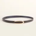 Women thin brown leather belt with gold U-shaped buckle for stylish dress decoration - C-Buckle / Coffee