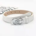 Sparkling rhinestone heart buckle belt, stylish white glitter waist belt for dresses and jeans. - Length 105cm Width 2.3cm / White