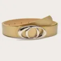 Gouden Y2K vrouwen lederen riem met stijlvolle zilveren ovale metalen gesp jeans - Lengte 105cm Breedte 2.8cm / Goud