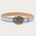 Cintura borchiata punk azzurra con fibbia vintage farfalla strass per abbigliamento. - Blu Chiaro (Rivetti Neri)