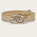 Dames mode casual riem lichtgoud PU leer met unieke zilveren metalen gesp voor jeans - Goud