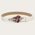 Ceinture femme style punk blanche avec boucle poignard et cœur pour un look tendance. - Blanc