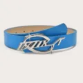 Blauwe damesriem met stijlvolle zilveren metalen gesp, casual mode jeans leer riem. - Blauw