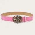 Cintura rosa con borchie metalliche e fibbia a farfalla vintage, cintura punk di tendenza. - Rosa (Rivetti Dorati)
