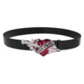 Punk style black leather belt with gothic silver heart dagger buckle for women y2k - Dagger Heart Buckle / Black