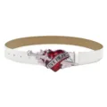 Punk rock style white women belt featuring a metallic heart and dagger buckle design. - Dagger Heart Buckle / White