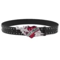 Punk rock rivet leather belt with red heart dagger buckle for women, y2k gothic fashion accessory. - Dagger Heart Buckle Rivet / Black
