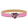 Pink punk rock studded leather belt with heart dagger buckle for women y2k style - Dagger Heart Buckle Rivet / Pink