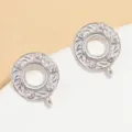 1 Par/Pack / Base de Pendiente Redonda Strass Blanco Platino