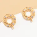 1 Par/Pack / Base de Pendiente Redonda Strass Blanco Dorado