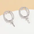 1 Par/Pack / Base Pendiente Botón Ovalada Trenzada Oro Blanco