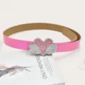 Pink rhinestone heart wings belt Y2K fashion accessory waist strap detail display - Pink / Length 105cm Width 2.8cm