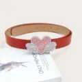 Red PU leather belt featuring a sparkling rhinestone winged heart buckle for women y2k - Red / Length 105cm Width 2.8cm