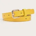Yellow women belt casual simple faux leather pin buckle daily fashion clothing accessory - Yellow (Gold Buckle)