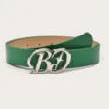 Ceinture en cuir vert avec boucle en métal argenté élégante pour accessoire quotidien. - Vert