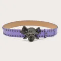 Purple rhinestone skull rivet belt, trendy Y2K punk rock style waist strap for women. - Length 105cm Width 3.8cm / Purple
