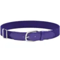 Close-up detail of the purple adjustable elastic belt, showing metal buckle and fabric. - Purple