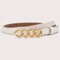Witte lederen damesriem met stijlvolle gouden kettinggesp als accessoire voor jurken. - Breedte 1.4CM Lengte 105CM / Wit