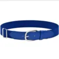 Blue elastic woven belt for men and women with silver metal buckle and PU leather ends. - Bright Blue