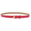 Stylish red women leather belt with gold pin buckle versatile accessory for jeans dresses - Rose Red