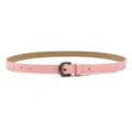 Women pink PU leather belt with dark metal buckle casual slim waist accessory for jeans - Pink (Black Buckle)