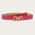 Red heart buckle women thin leather belt stylish waist accessory for jeans and dresses - Rose Red