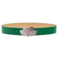 Green rhinestone heart wings belt Y2K fashion jeans skirt waist accessory leather belt - Green