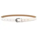 Minimalist women's slim white leather belt with dark metal buckle for daily stylish wear. - White (Black Buckle)
